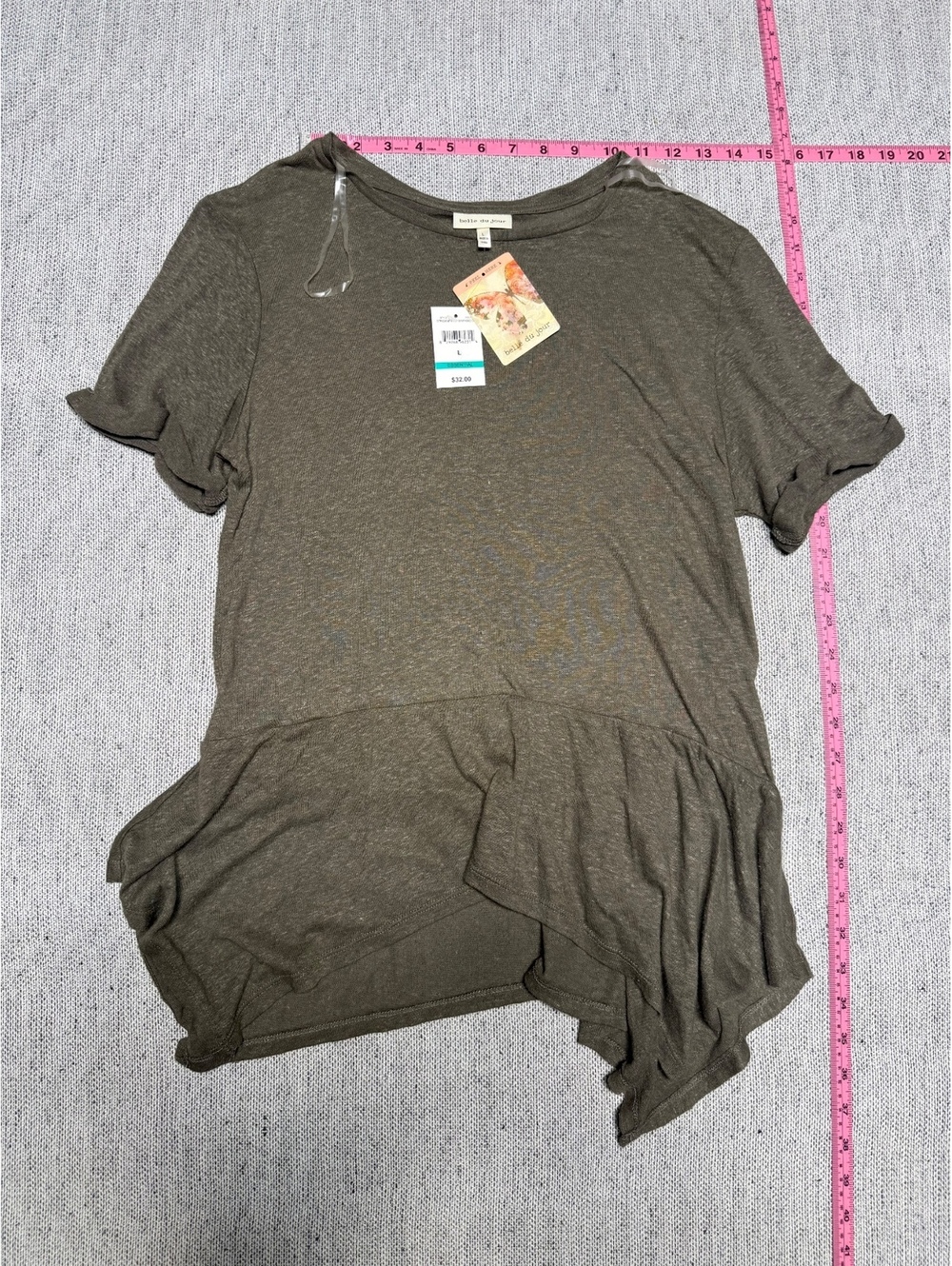 Belle du Jour Women's Brown Modal & Ramie Asymmetrical Hem T